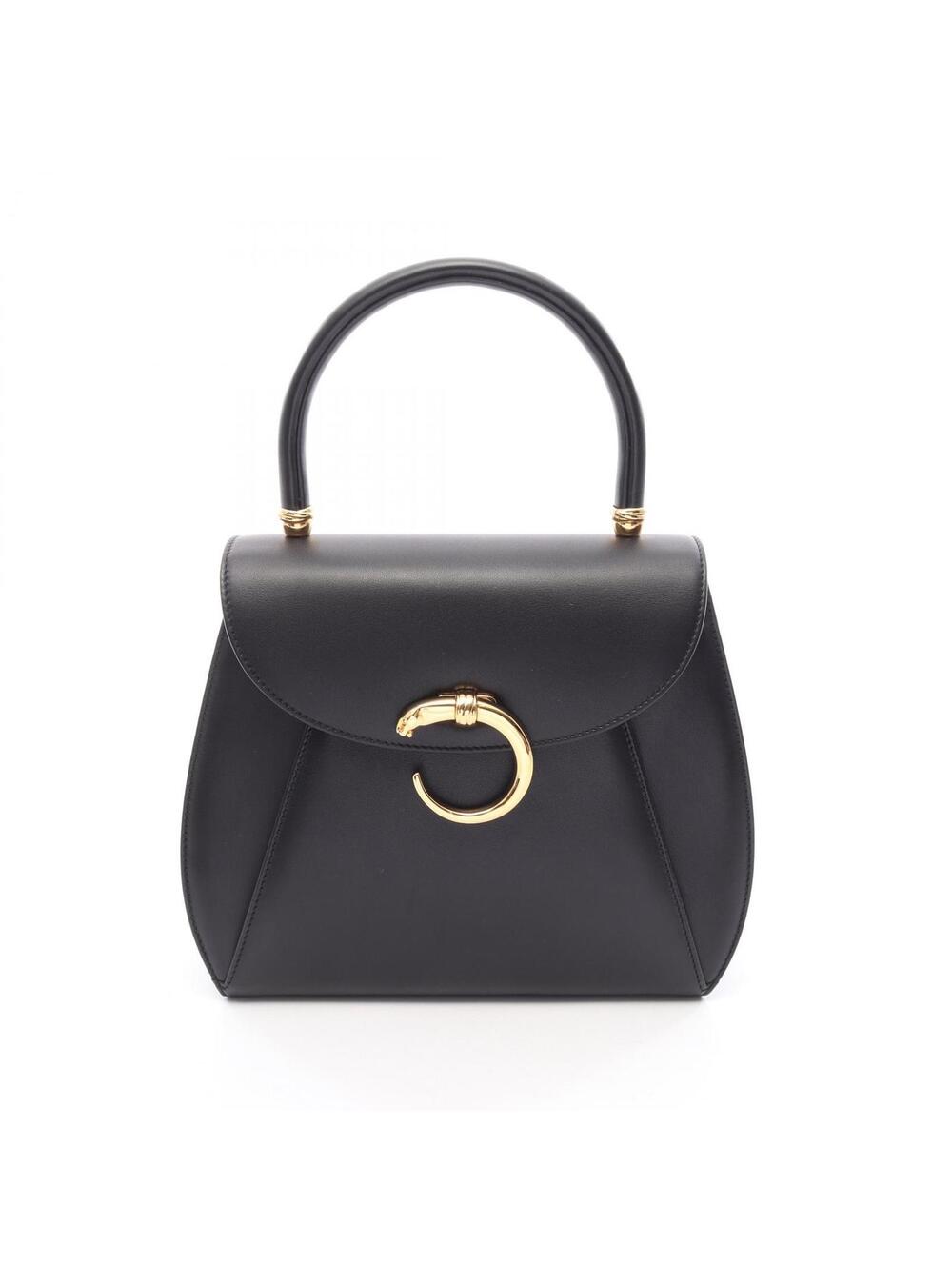 Cartier Panthere Hand Bag Leather Black #374570C93B